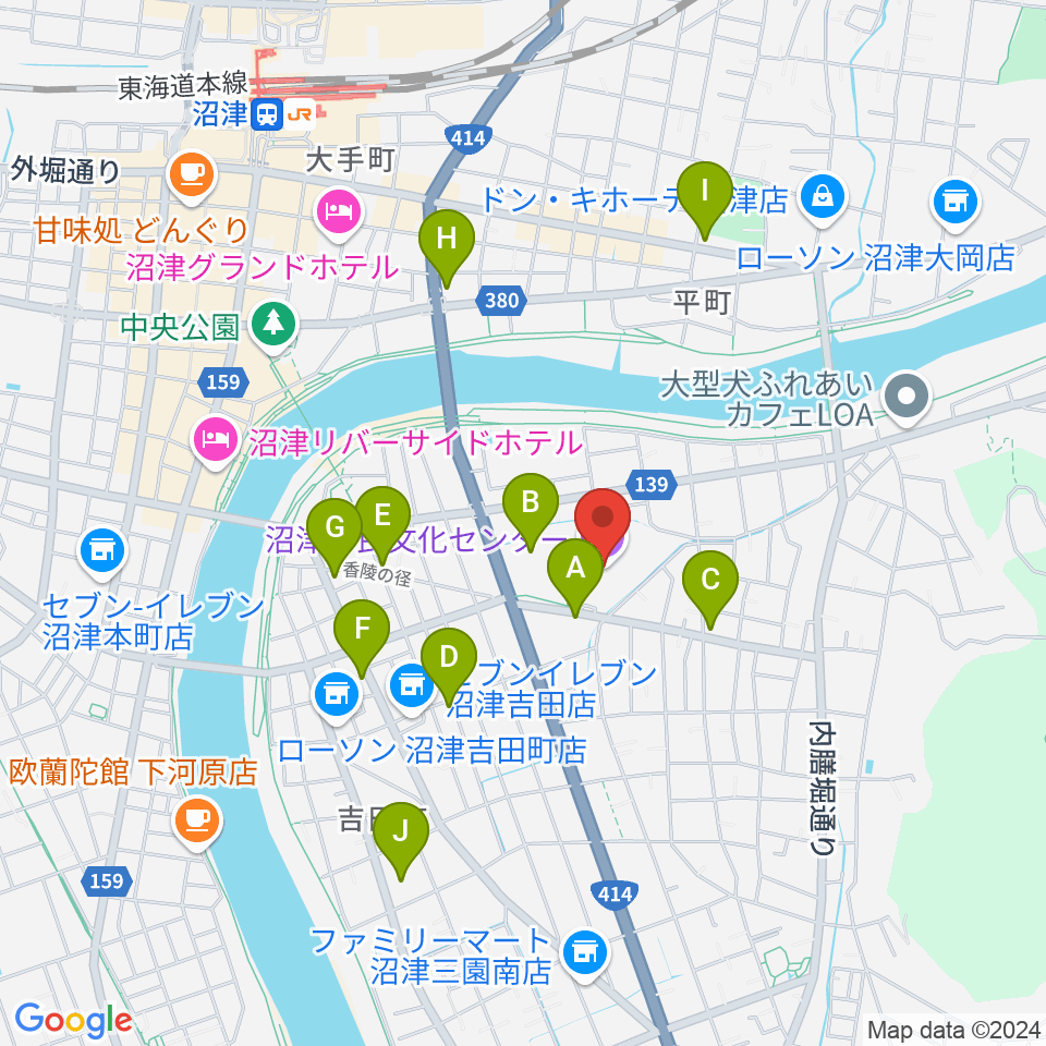 沼津市民文化センター周辺のカフェ一覧地図