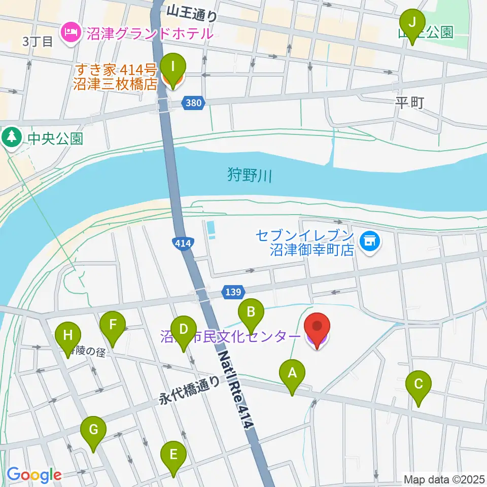 沼津市民文化センター周辺のカフェ一覧地図