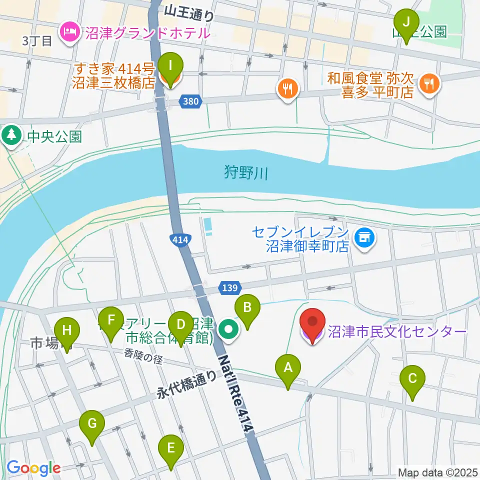 沼津市民文化センター周辺のカフェ一覧地図