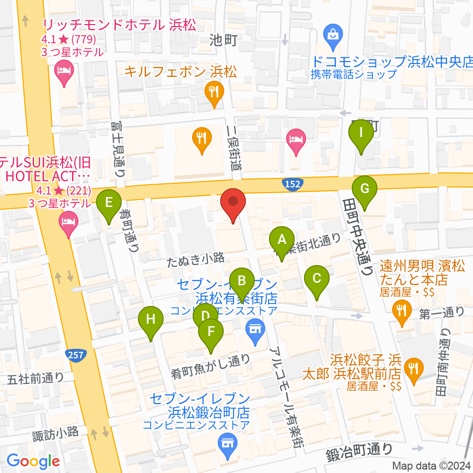 浜松FORCE周辺のカフェ一覧地図