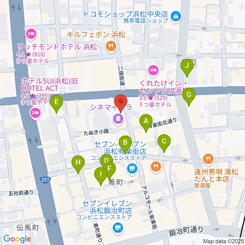 浜松FORCE周辺のカフェ一覧地図