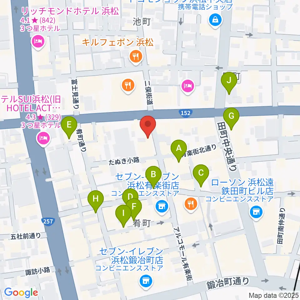 浜松FORCE周辺のカフェ一覧地図