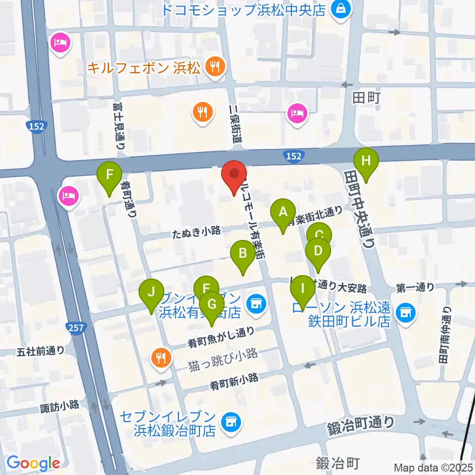 浜松FORCE周辺のカフェ一覧地図