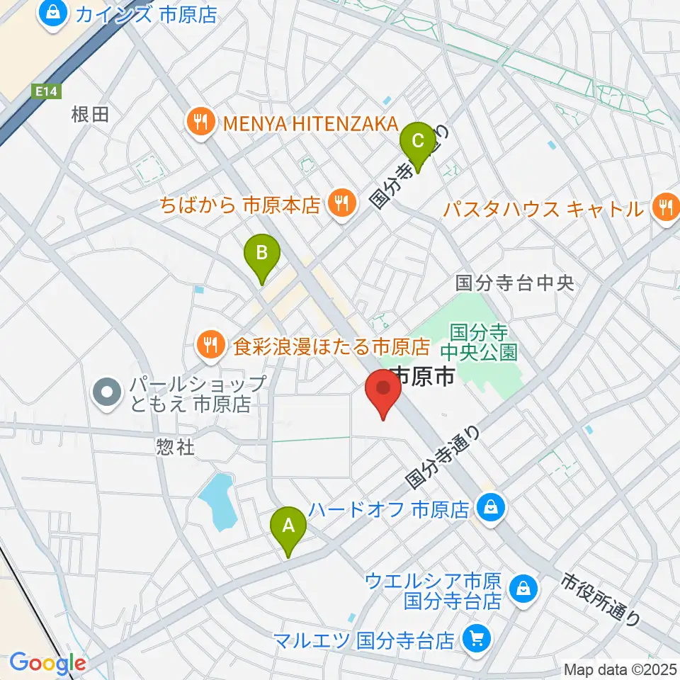 市原市市民会館周辺のカフェ一覧地図