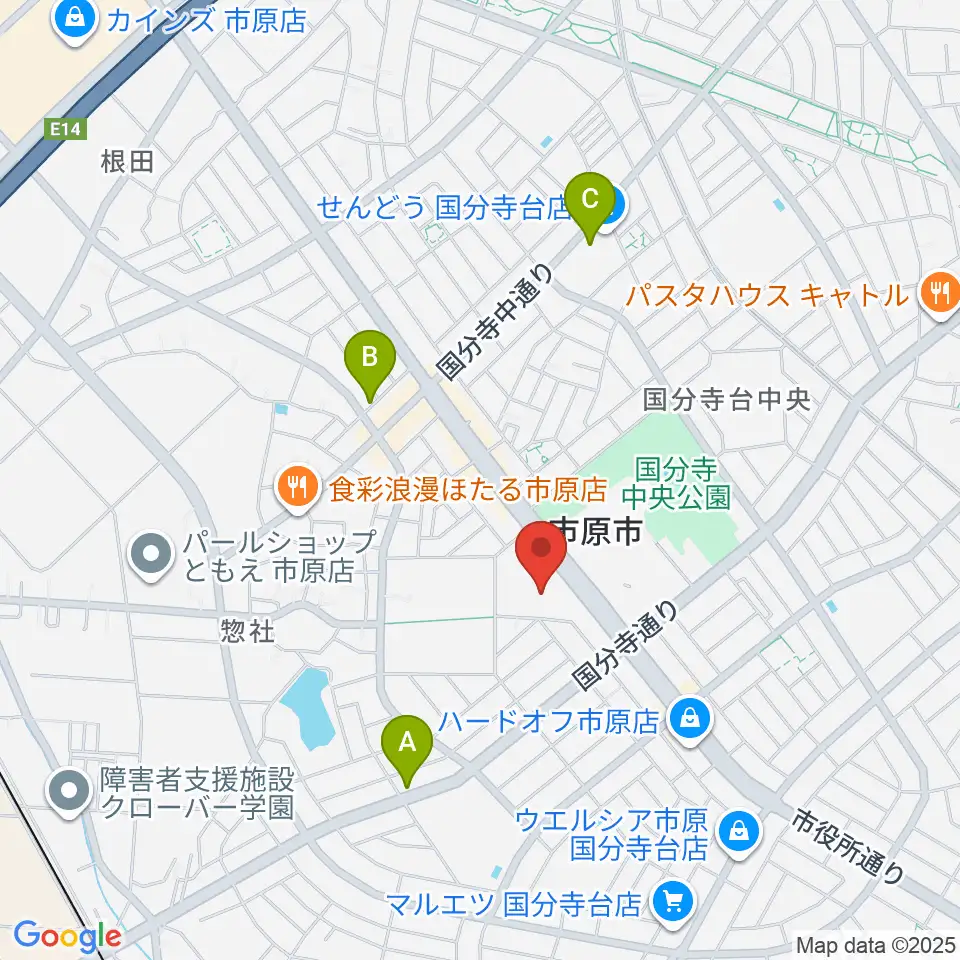 市原市市民会館周辺のカフェ一覧地図
