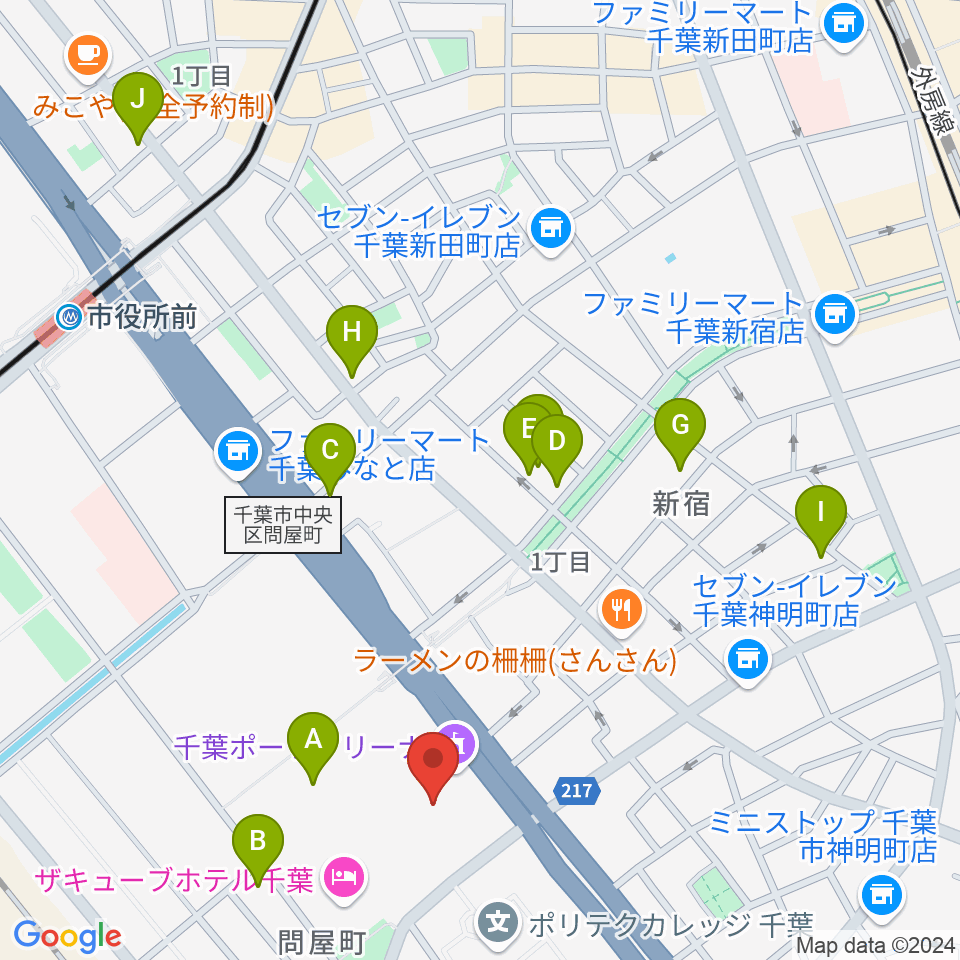 千葉ポートアリーナ周辺のカフェ一覧地図