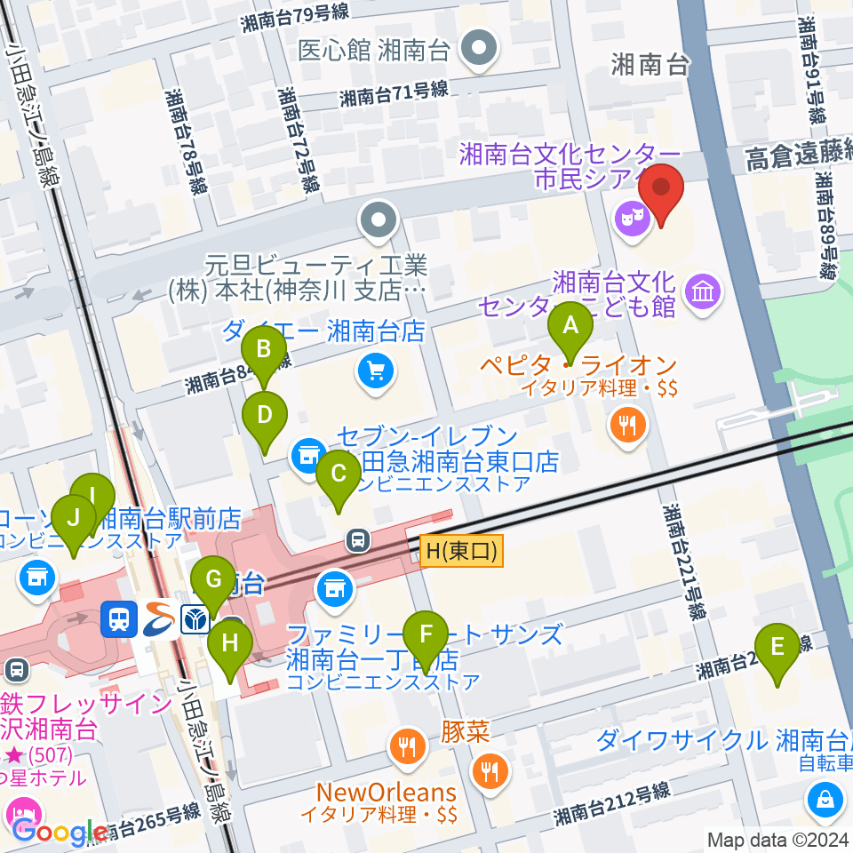 湘南台文化センター市民シアター周辺のカフェ一覧地図