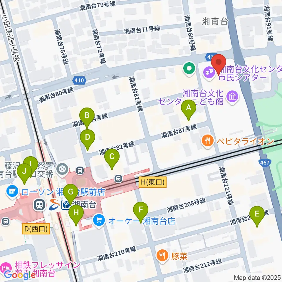 湘南台文化センター市民シアター周辺のカフェ一覧地図