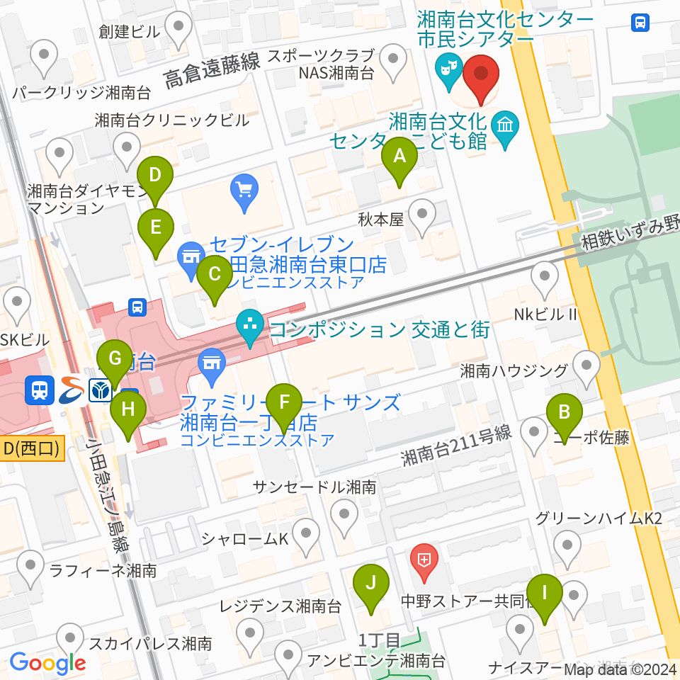 湘南台文化センターこども館周辺のカフェ一覧地図