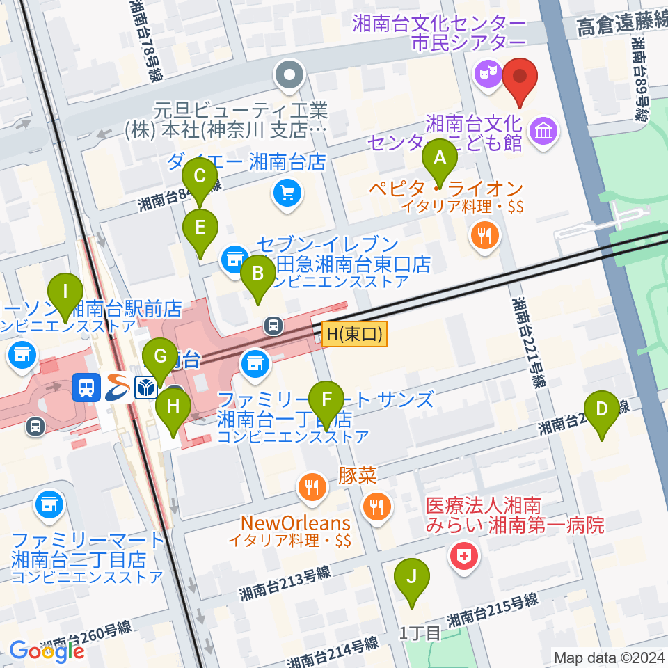 湘南台文化センターこども館周辺のカフェ一覧地図