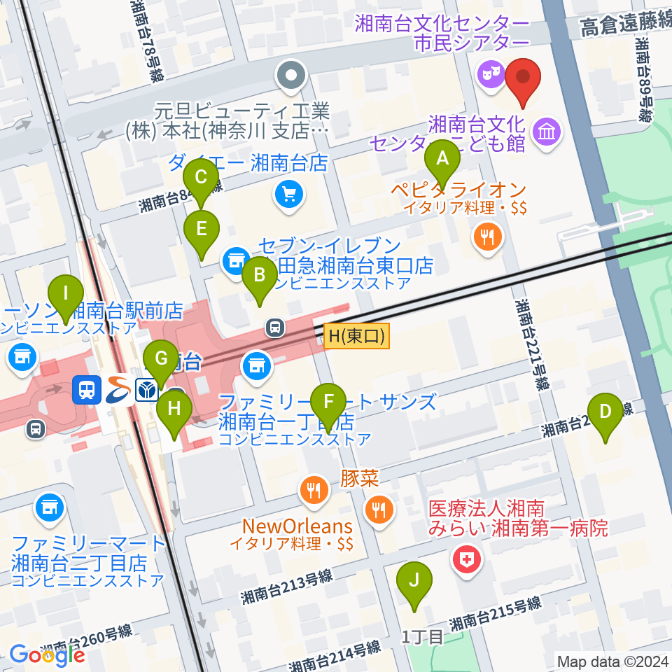 湘南台文化センターこども館周辺のカフェ一覧地図