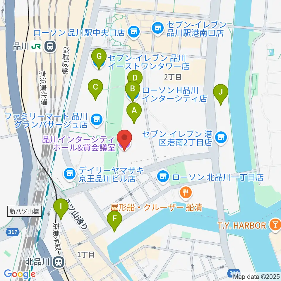 品川インターシティホール周辺のカフェ一覧地図