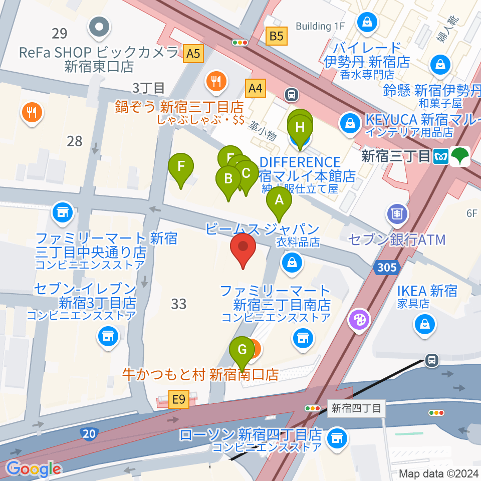 新宿シアターモリエール周辺のカフェ一覧地図