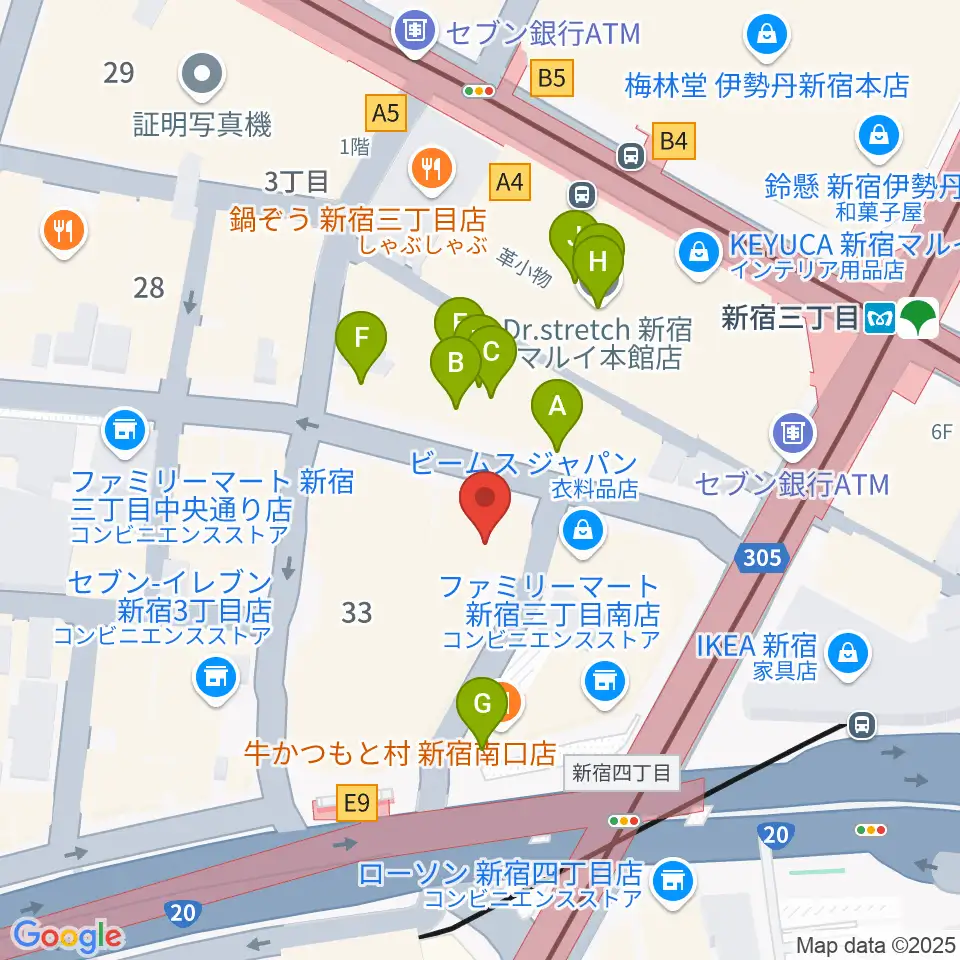 新宿シアターモリエール周辺のカフェ一覧地図