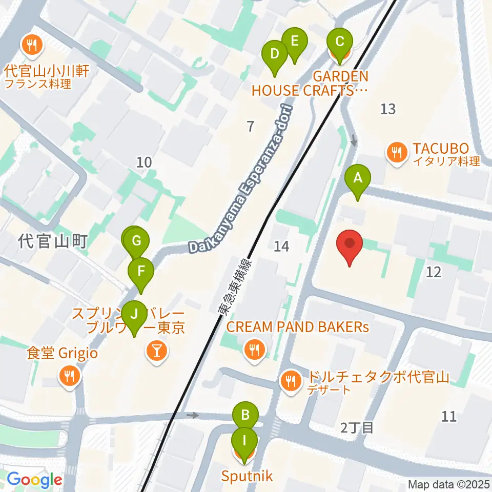 シアター代官山周辺のカフェ一覧地図