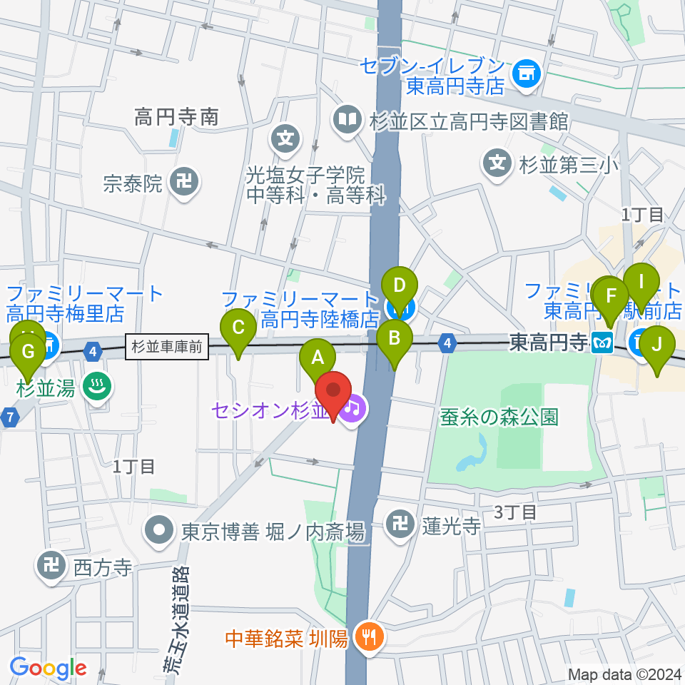 セシオン杉並周辺のカフェ一覧地図