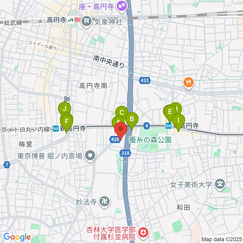 セシオン杉並周辺のカフェ一覧地図