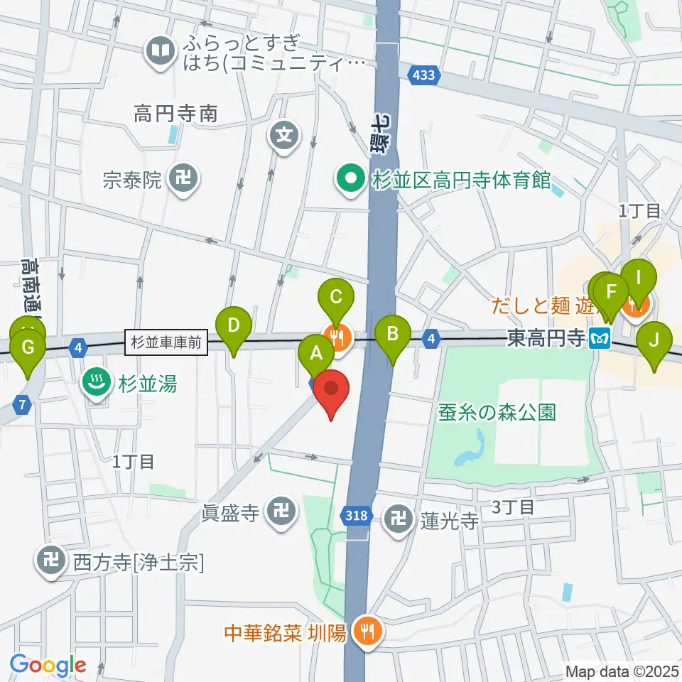 セシオン杉並周辺のカフェ一覧地図