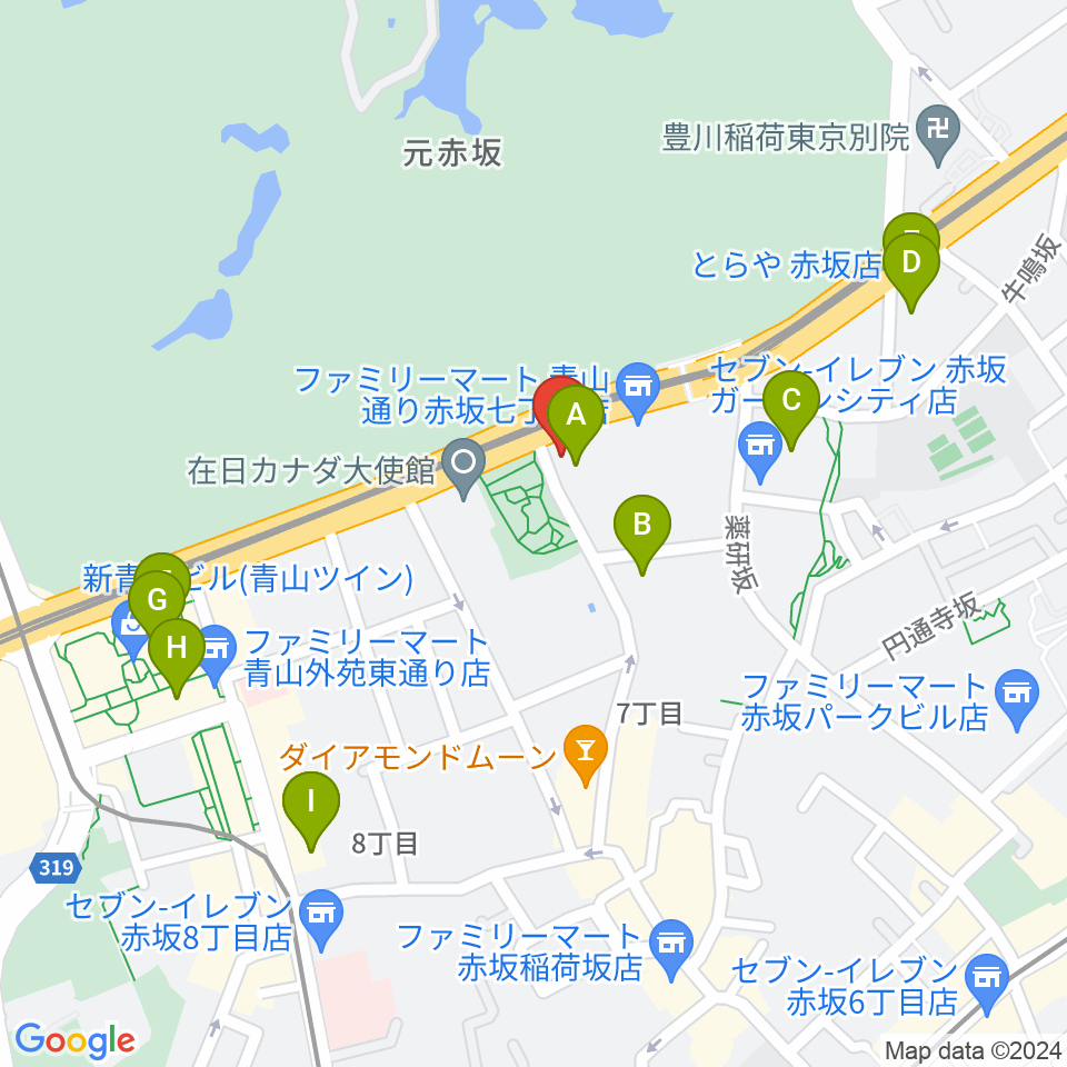 草月会館 草月ホール周辺のカフェ一覧地図