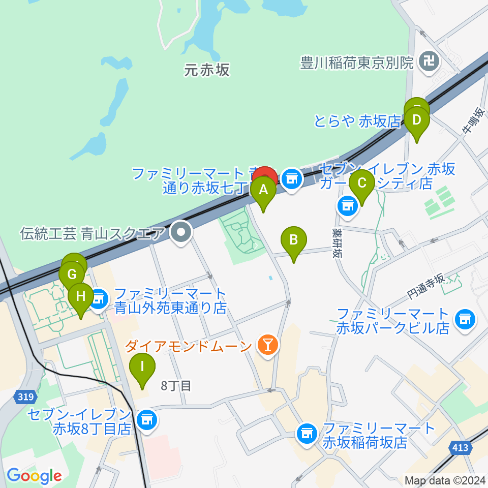 草月会館 草月ホール周辺のカフェ一覧地図