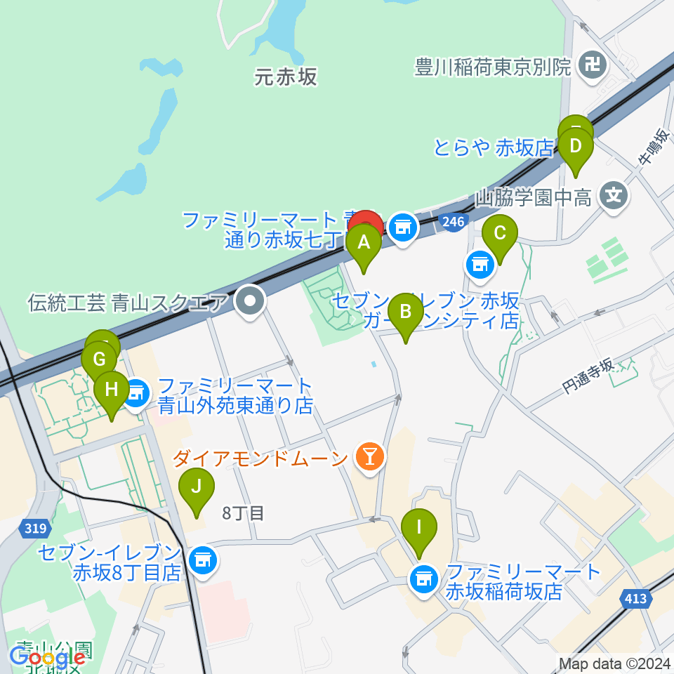 草月会館 草月ホール周辺のカフェ一覧地図