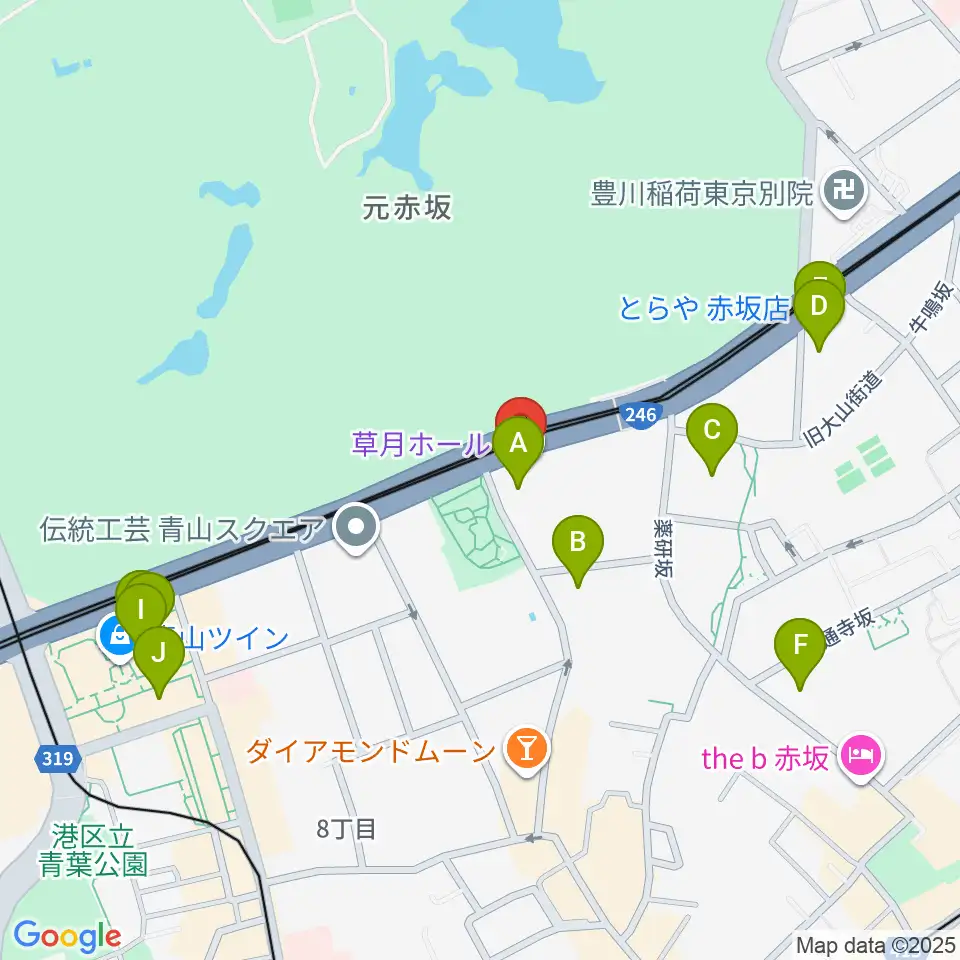 草月会館 草月ホール周辺のカフェ一覧地図