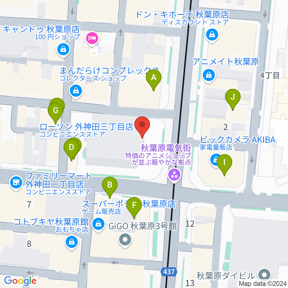 ベルサール秋葉原周辺のカフェ一覧地図