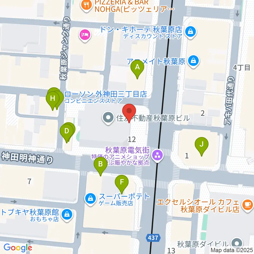 ベルサール秋葉原周辺のカフェ一覧地図