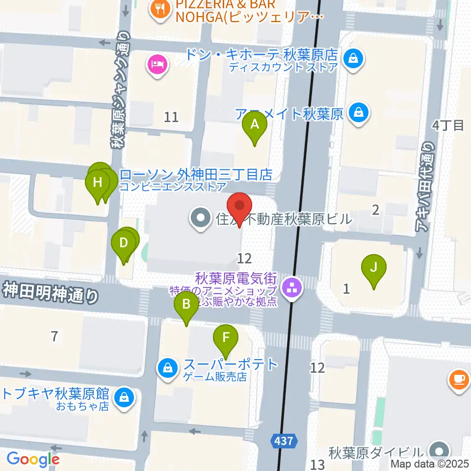 ベルサール秋葉原周辺のカフェ一覧地図