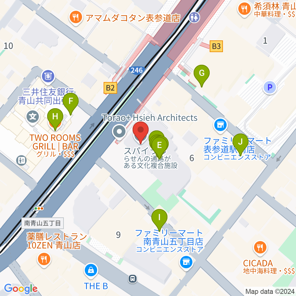 表参道スパイラルホール周辺のカフェ一覧地図