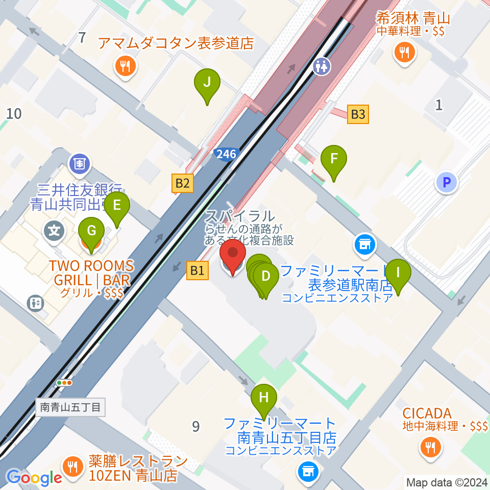 表参道スパイラルホール周辺のカフェ一覧地図