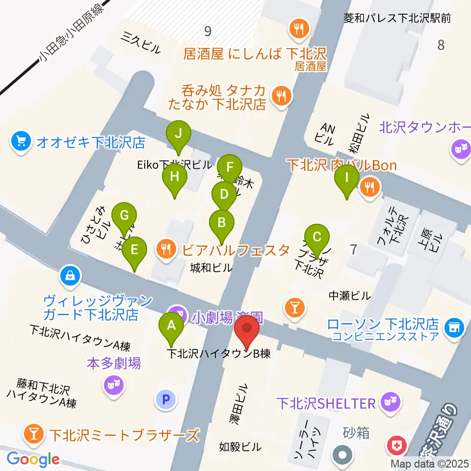 劇・小劇場周辺のカフェ一覧地図