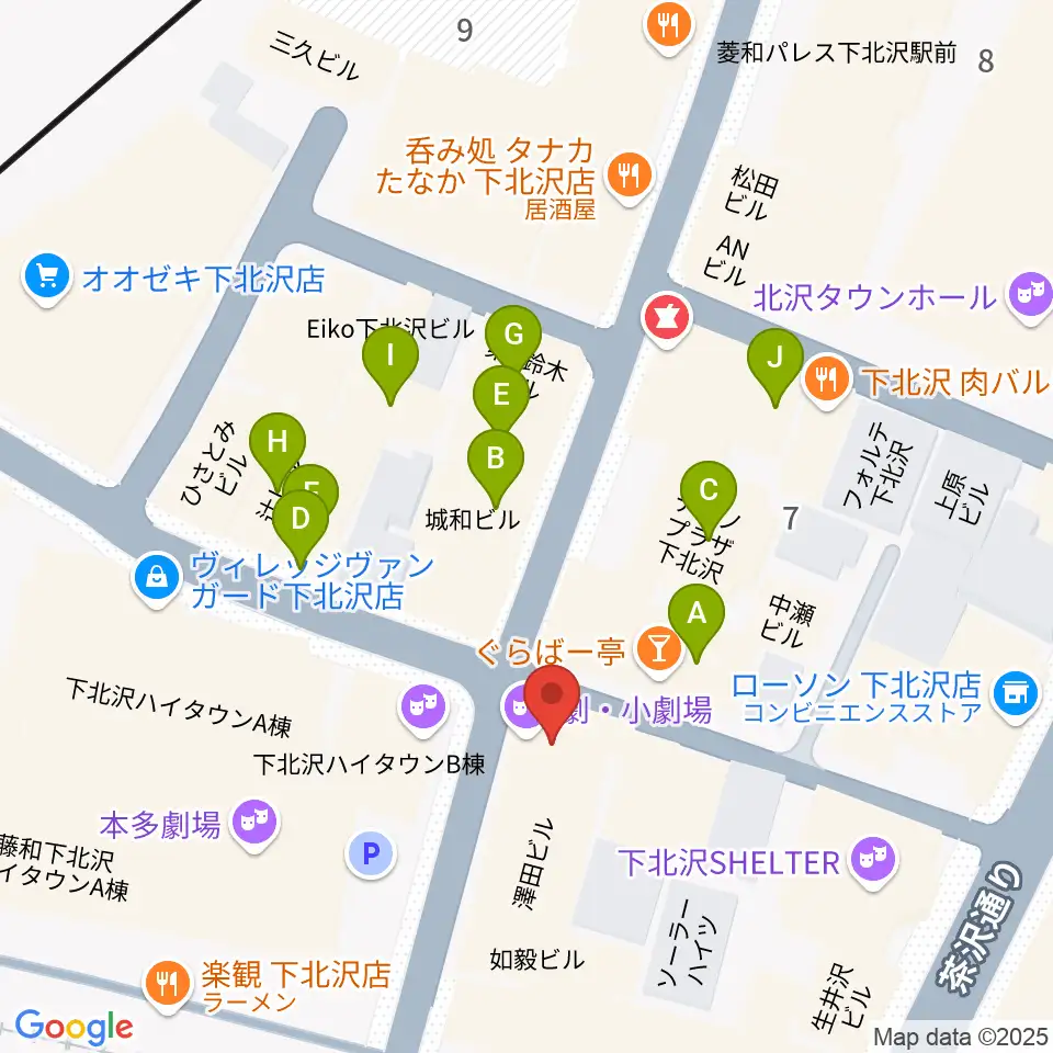 劇・小劇場周辺のカフェ一覧地図