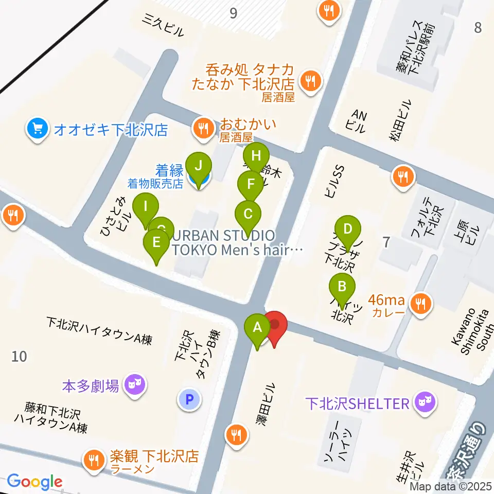劇・小劇場周辺のカフェ一覧地図