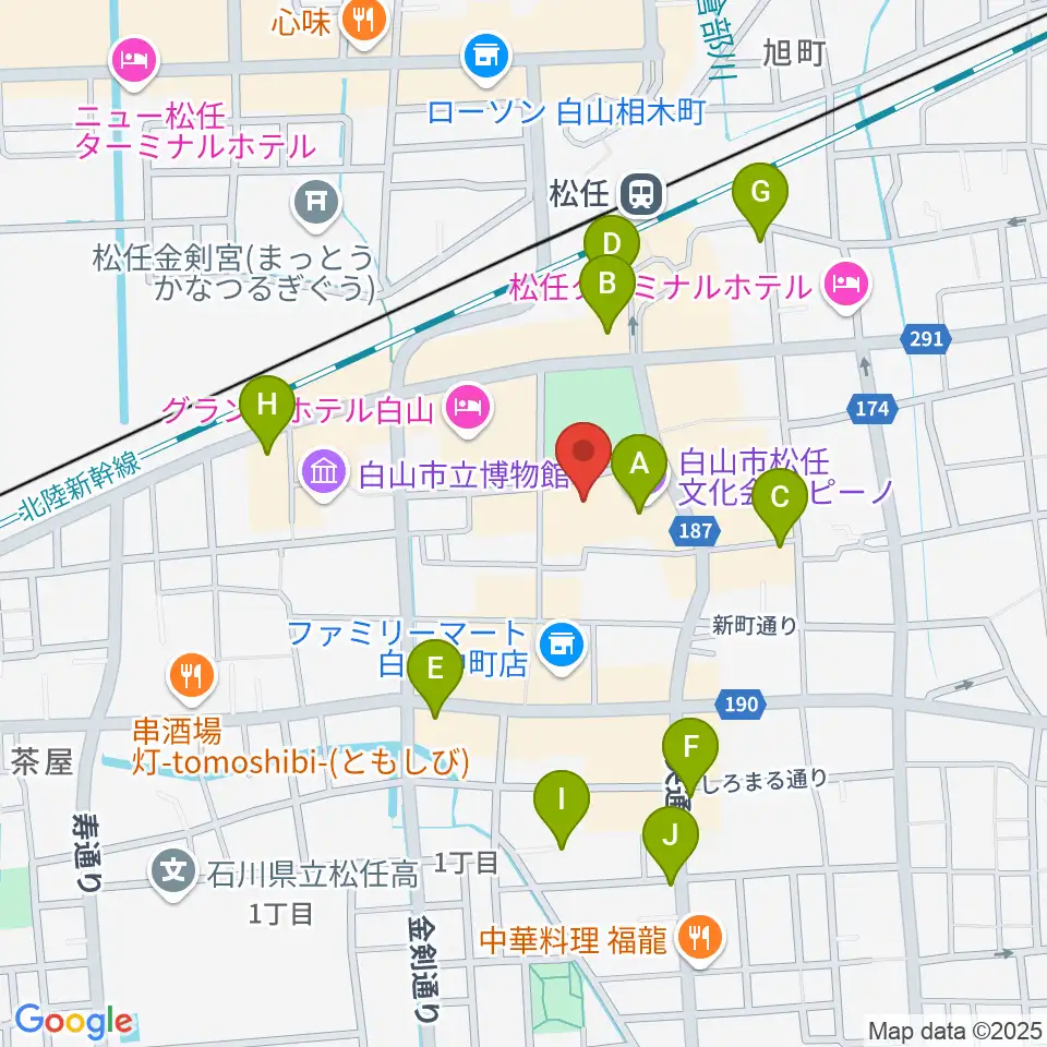 白山市松任文化会館ピーノ周辺のカフェ一覧地図
