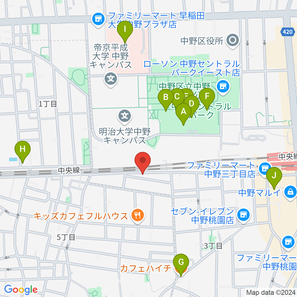 テルプシコール周辺のカフェ一覧地図