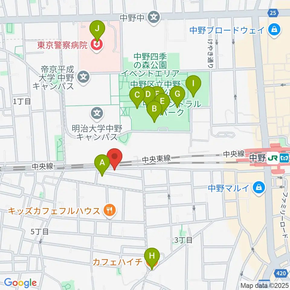 テルプシコール周辺のカフェ一覧地図