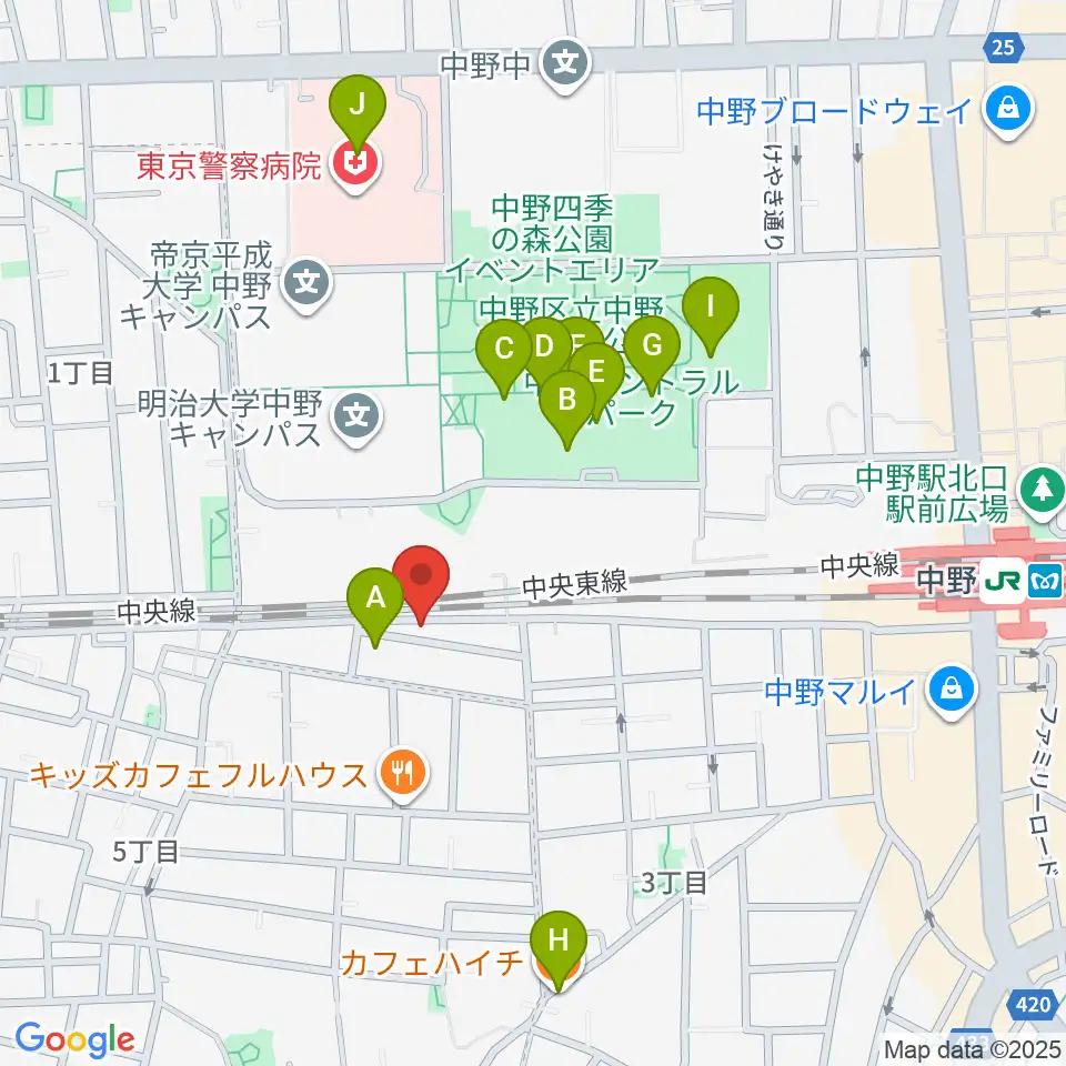テルプシコール周辺のカフェ一覧地図
