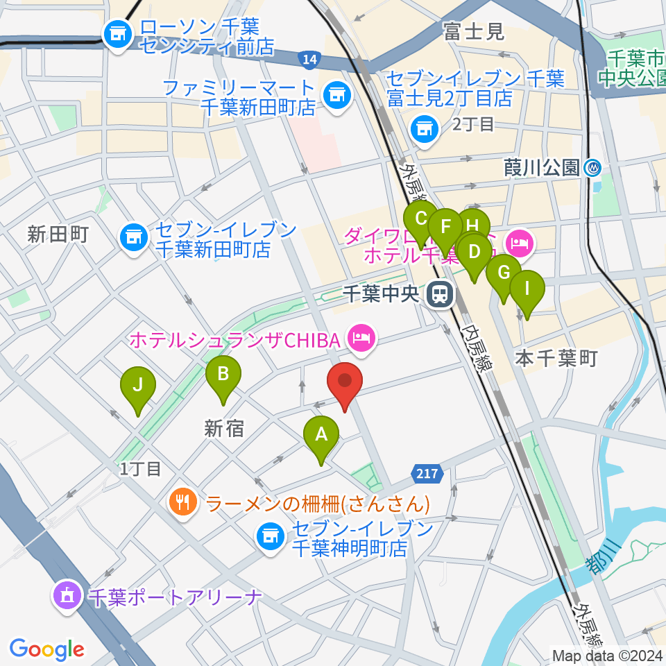 千葉エイトビート周辺のカフェ一覧地図