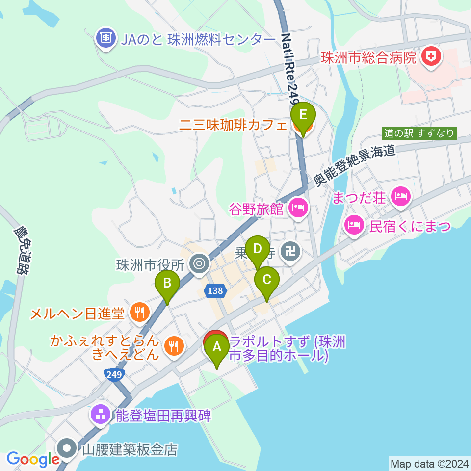 ラポルトすず周辺のカフェ一覧地図