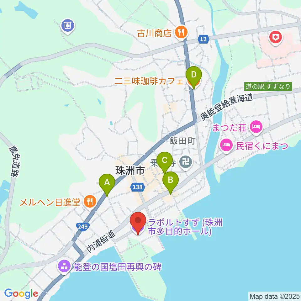 ラポルトすず周辺のカフェ一覧地図