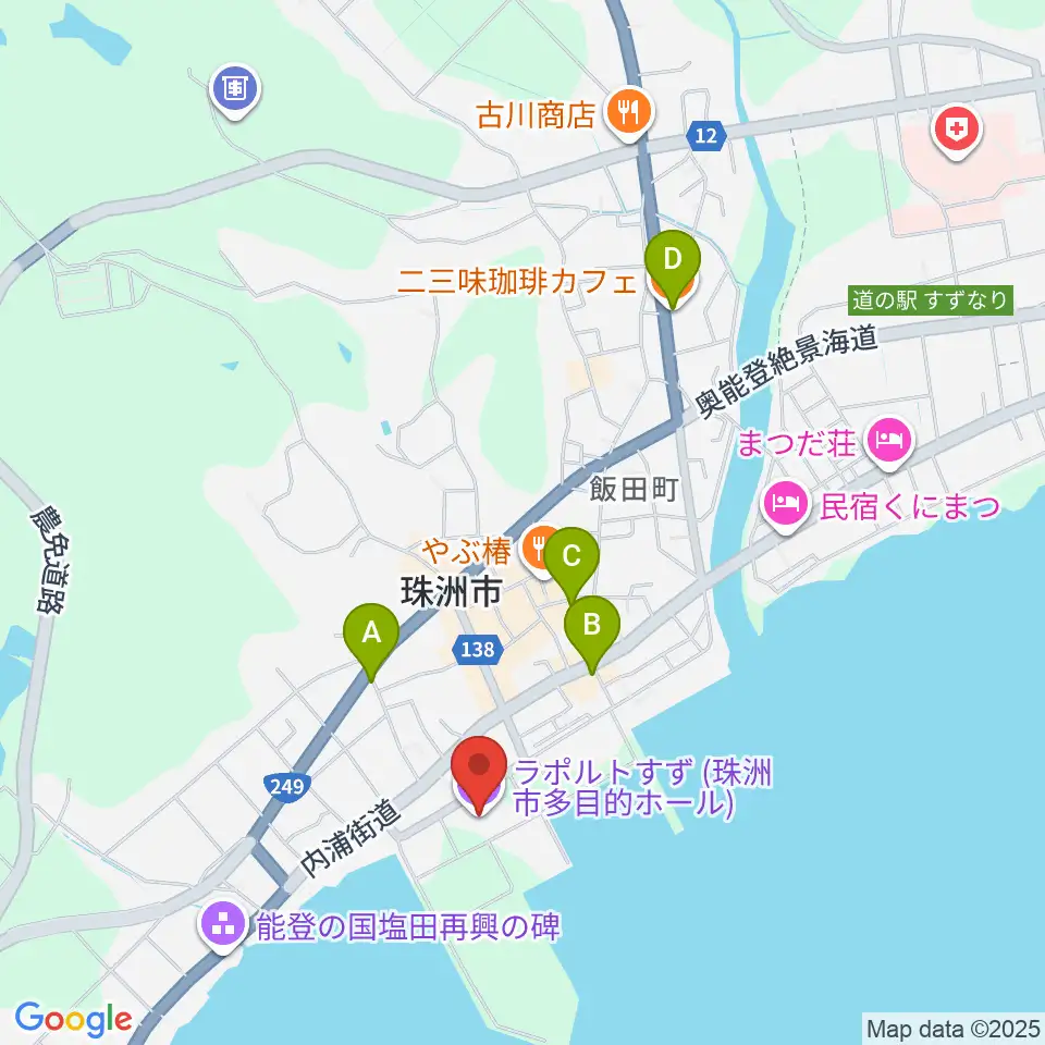 ラポルトすず周辺のカフェ一覧地図
