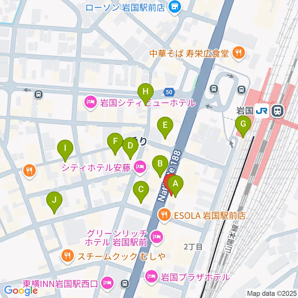 岩国ロックカントリー周辺のカフェ一覧地図