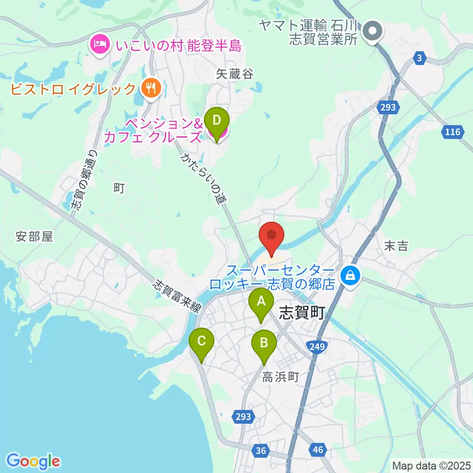 志賀町文化ホール・生涯学習センター周辺のカフェ一覧地図