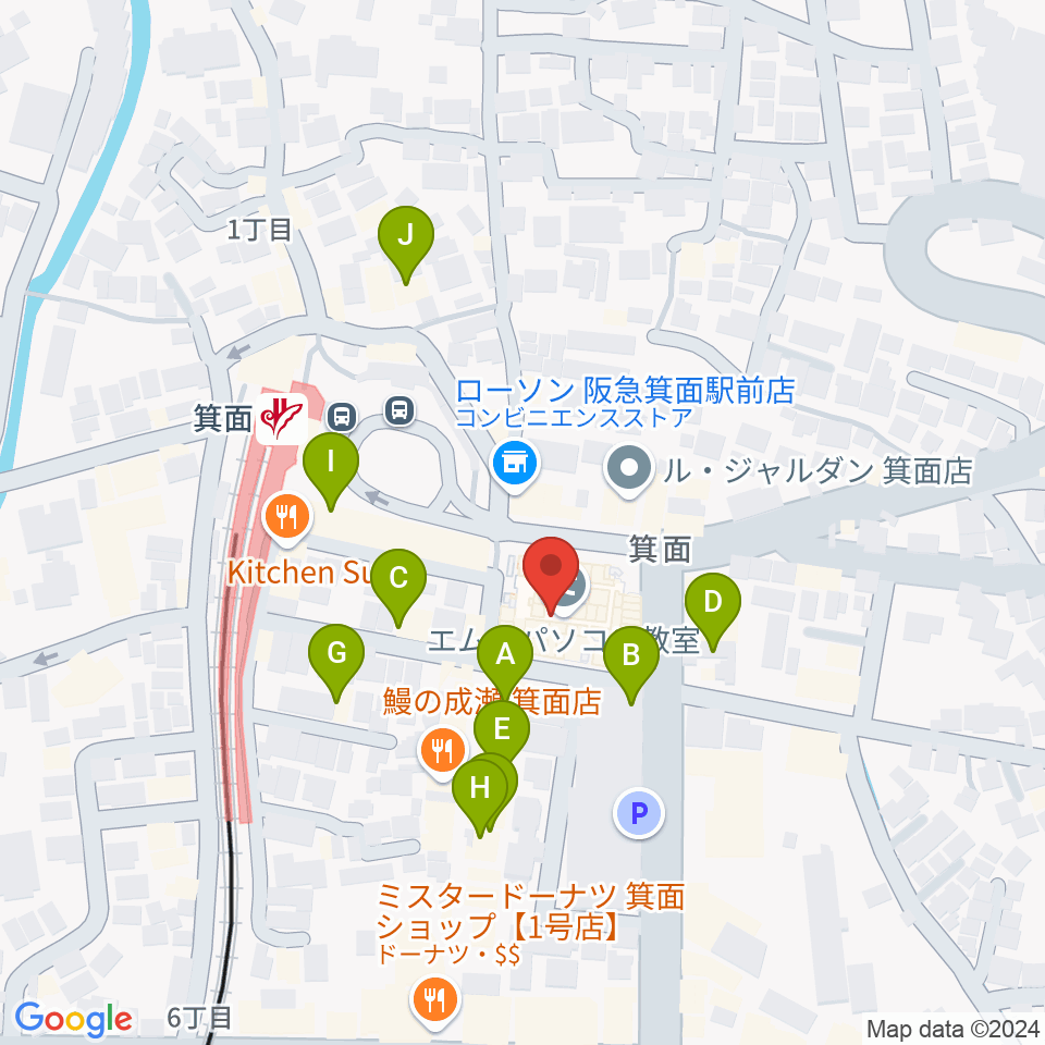 箕面文化・交流センター周辺のカフェ一覧地図