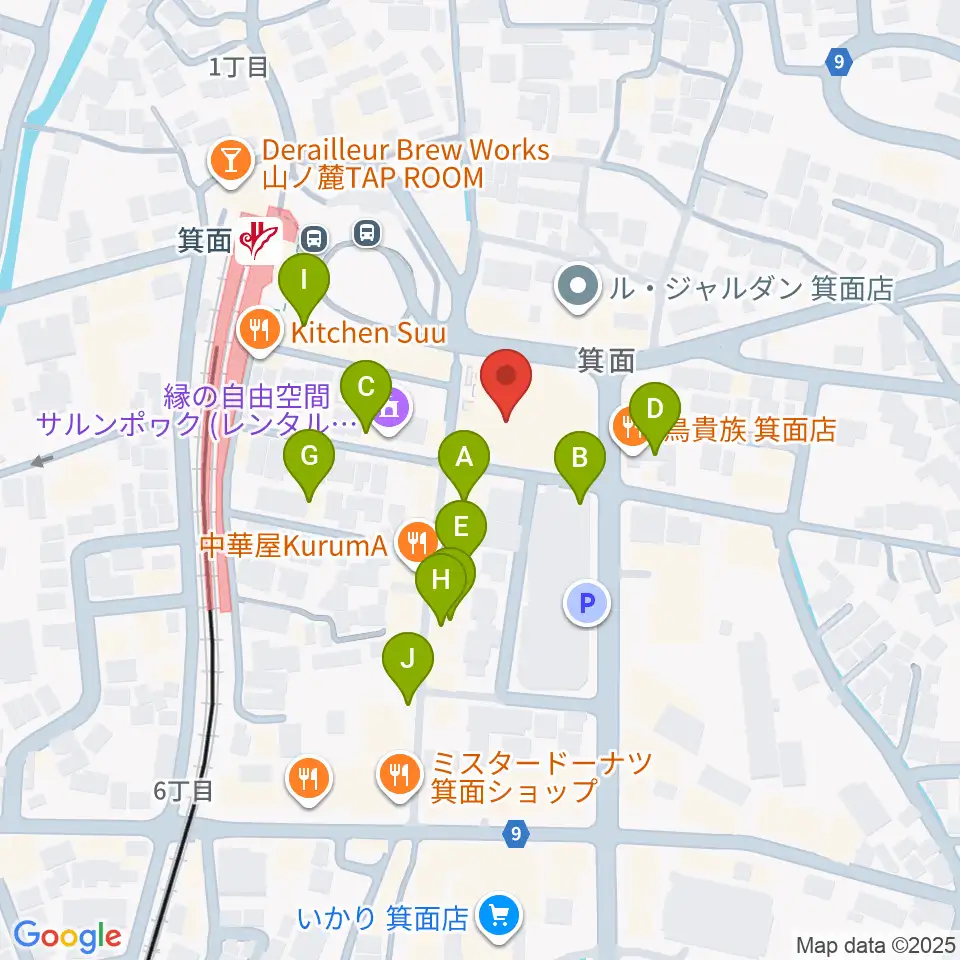 箕面文化・交流センター周辺のカフェ一覧地図