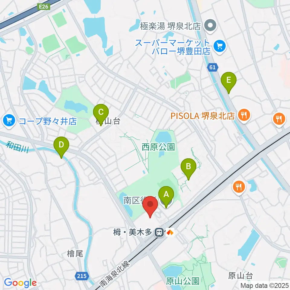 堺市立栂文化会館周辺のカフェ一覧地図