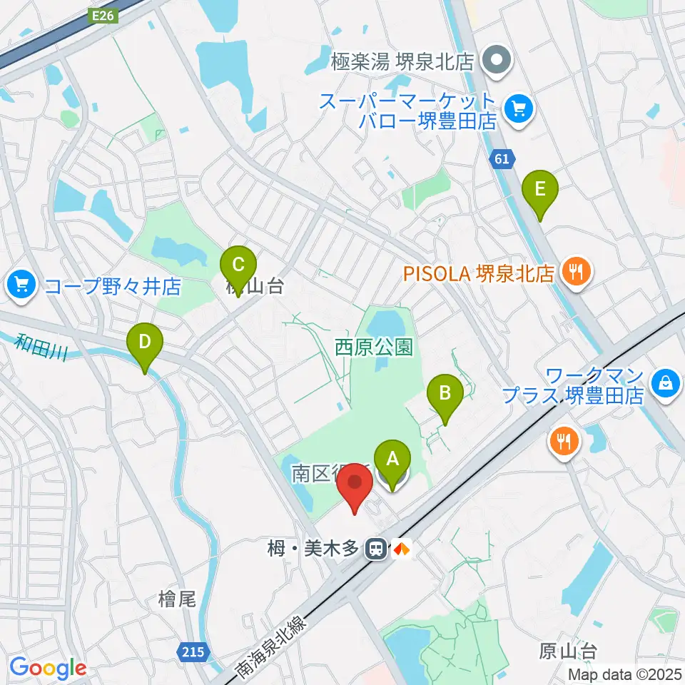 堺市立栂文化会館周辺のカフェ一覧地図