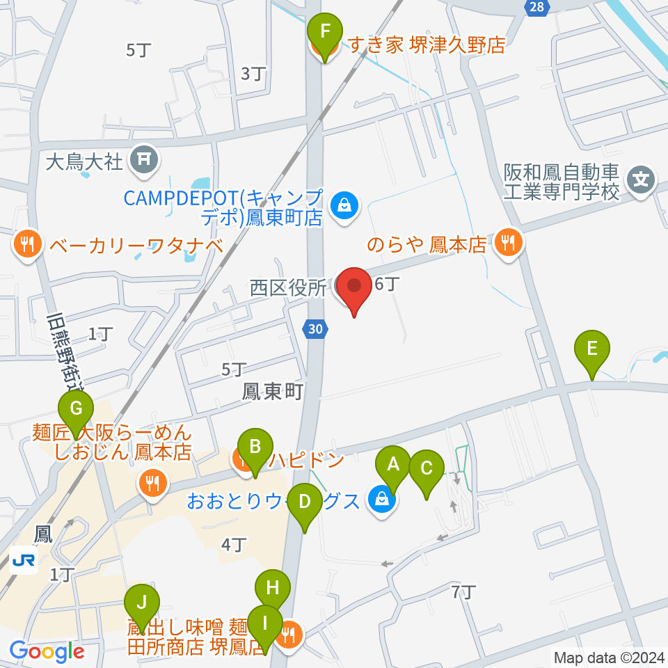 堺市西文化会館ウェスティ周辺のカフェ一覧地図