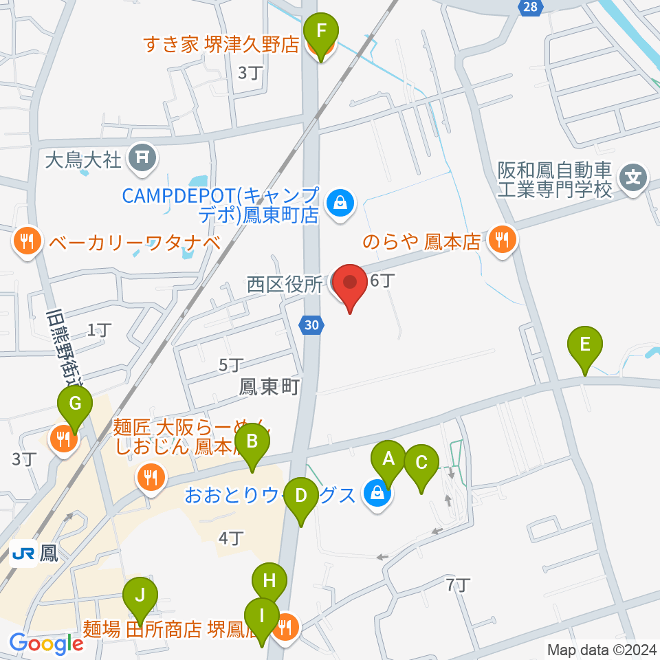 堺市西文化会館ウェスティ周辺のカフェ一覧地図